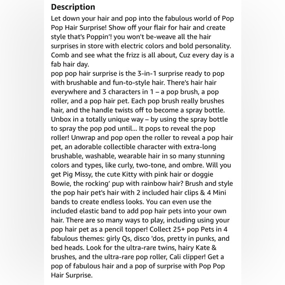 Pop Pop Hair Surprise 3-in-1 Pop Pets with Long Brushable Hair (Series 1) Rock - Picture 5 of 14